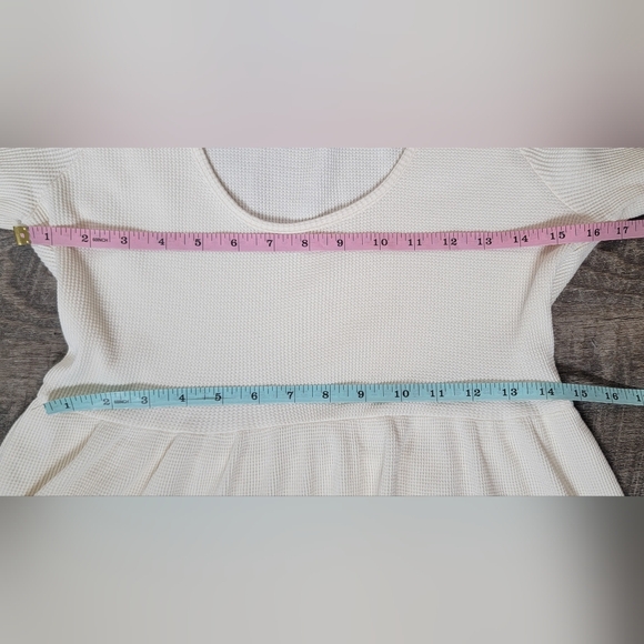 Anthropologie Maeve Samina Babydoll Tiered Thermal Top Womens M Cream Waffle Kni - Picture 8 of 10